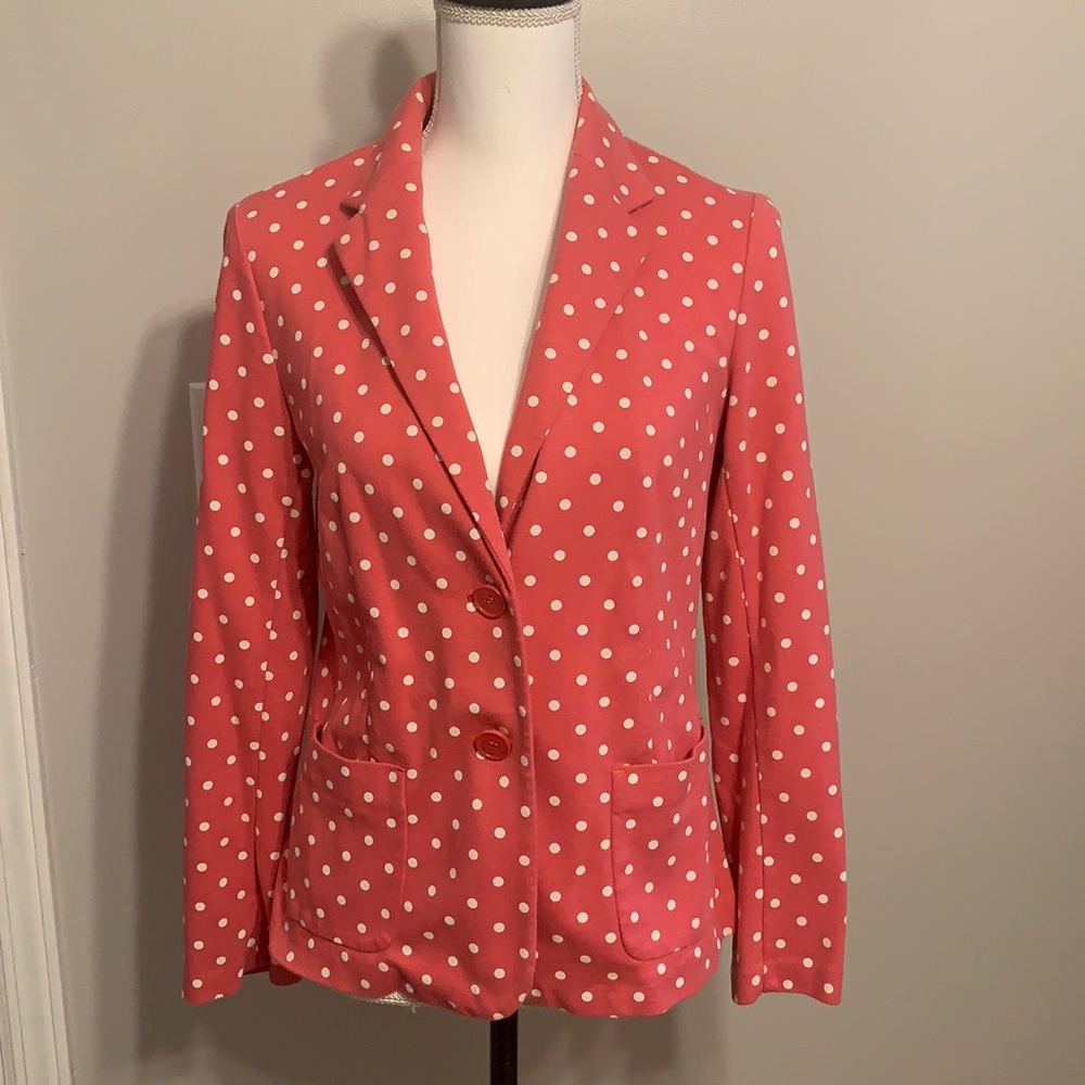 Talbots Polka Dot Pink and White Jersey Jacket Mp